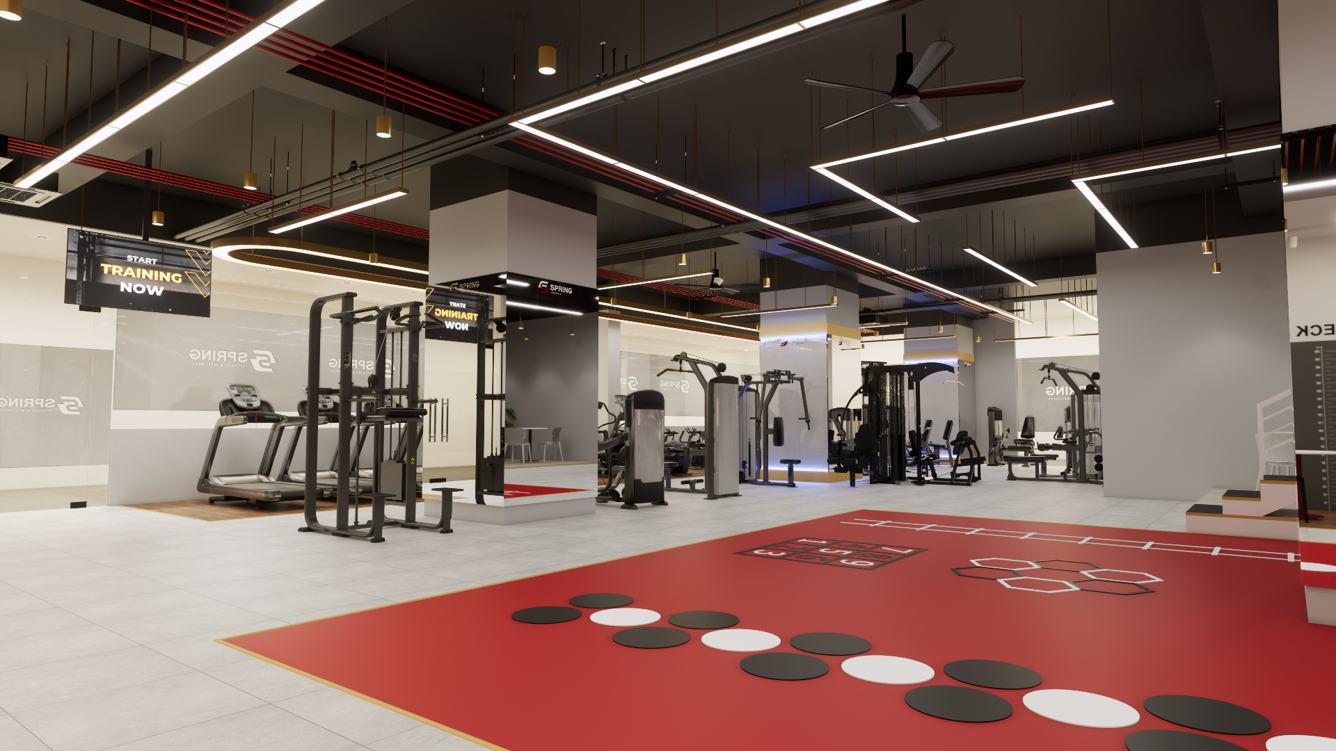 Spring Fitness Lò Đúc – khu vực máy tập